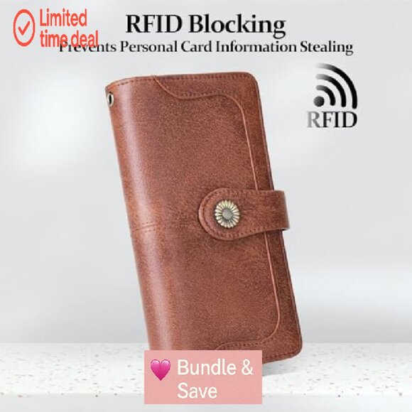 Large Capacity Leather RFID Blocking Bifold Wallet with Zipper Coin Pocket - Picture 5 of 8